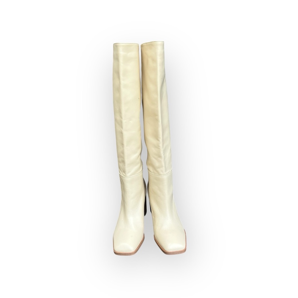 Sam Edelman Cream Knee-High Leather Boots 3.25” heels - Picture 2 of 15